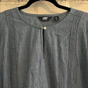 Lands' End Chambray Dress with Eyelet Detail